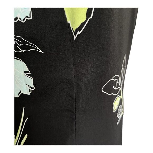 Studio 1 Black Sleeveless Maxi with Large Baby Blue & Green Flowers Size 8 - Picture 6 of 9